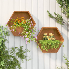 vidaXL 2 db szürke időjárásálló acél fali növénytartó 46x10x40 cm kerti tárolás