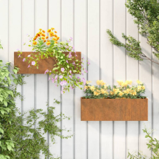 vidaXL 2 db szürke időjárásálló acél fali növénytartó 53x10x17 cm kerti tárolás