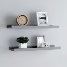 vidaXL 2 db szürke MDF szegélypolc képkeretekhez 60 x 9 x 3 cm bútor