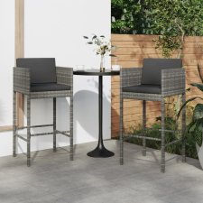 vidaXL 2 db szürke polyrattan bárszék párnával bútor
