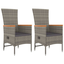 vidaXL 2 db szürke polyrattan dönthető kerti szék párnákkal (319530) kerti bútor