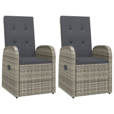 vidaXL 2 db szürke polyrattan dönthető kerti szék párnákkal (319539) kerti bútor
