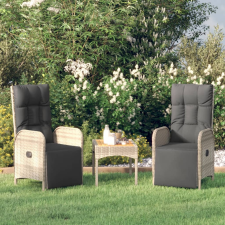 vidaXL 2 db szürke polyrattan dönthető kültéri szék párnával kerti bútor