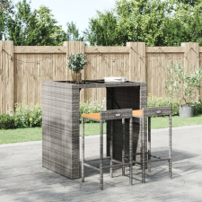 vidaXL 2 db szürke polyrattan és tömör akácfa bárszék bútor