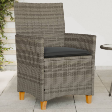 vidaXL 2 db szürke polyrattan és tömör fa kerti szék párnával kerti bútor
