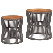 vidaXL 2 db szürke polyrattan kerti kisasztal fa asztallappal (366292) kerti bútor