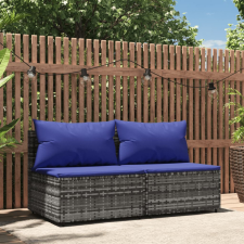 vidaXL 2 db szürke polyrattan kerti középső kanapé párnákkal kerti bútor