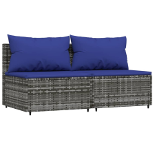 vidaXL 2 db szürke polyrattan kerti középső kanapé párnákkal (319850) kerti bútor