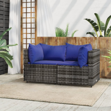 vidaXL 2 db szürke polyrattan kerti sarokkanapé párnával kerti bútor