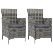 vidaXL 2 db szürke polyrattan kerti szék párnával kerti bútor