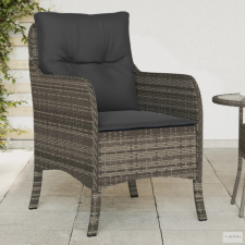 vidaXL 2 db szürke polyrattan kerti szék párnával kerti bútor