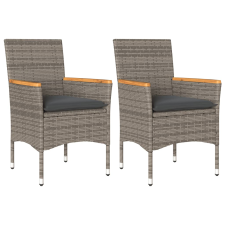 vidaXL 2 db szürke polyrattan kerti szék párnával (368120) kerti bútor