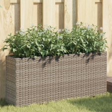 vidaXL 2 db szürke polyrattan kerti ültetőláda 2 cseréppel 90x20x40 cm kerti tárolás