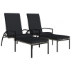 vidaXL 2 db szürke polyrattan napozóágy lábtartóval
