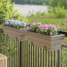 vidaXL 2 db szürke polyrattan növénytartó horoggal kerti tárolás