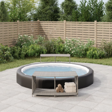 vidaXL 2 db szürke polyrattan tárolópolc medence kiegészítő