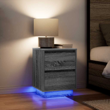 vidaXL 2 db szürke sonoma éjjeliszekrények LED világítással 38x34x50cm bútor