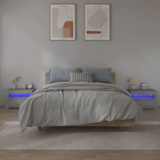 vidaXL 2 db szürke sonoma színű éjjeliszekrény LED-ekkel 60x35x40 cm bútor