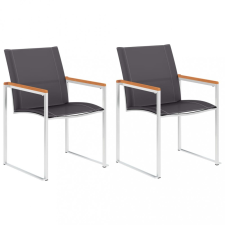 vidaXL 2 db szürke textilén és rozsdamentes acél kerti szék kerti bútor