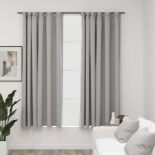vidaXL 2 db szürke vászonhatású sötétítőfüggöny kampókkal 140 x 175 cm lakástextília