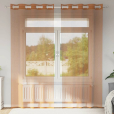 vidaXL 2 db terrakotta színű voile fátyolfüggönyök rojtokkal lakástextília