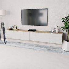 vidaXL 2 db tölgyfa/fehér magasfényű furnér TV szekrény 120x40x34 cm bútor