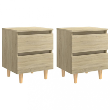 vidaXL 2 db tölgyszínű éjjeliszekrény tömör fenyő lábakkal 40x35x50 cm bútor