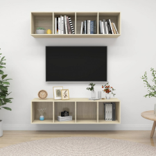 vidaXL 2 db tölgyszínű forgácslap falra szerelhető TV-szekrény bútor