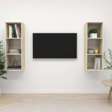 vidaXL 2 db tölgyszínű forgácslap falra szerelhető TV-szekrény bútor