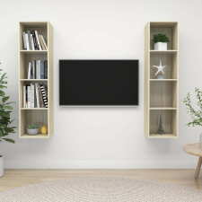 vidaXL 2 db tölgyszínű forgácslap falra szerelhető TV-szekrény bútor