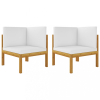 vidaXL 2 db tömör akácfa kerti sarokkanapé párnával