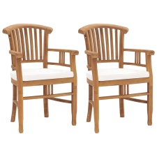 vidaXL 2 db tömör tíkfa kerti szék krémfehér párnákkal (315461) kerti bútor