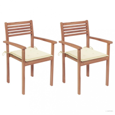 vidaXL 2 db tömör tíkfa kerti szék krémszínű párnákkal kerti bútor