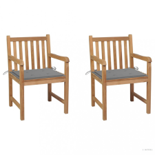 vidaXL 2 db tömör tíkfa kerti szék szürke párnával kerti bútor