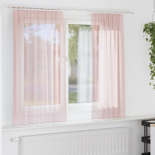 vidaXL 2 db világos rózsaszínű fátyolfüggönyök hurokkal 140x140 cm lakástextília