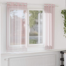 vidaXL 2 db világos rózsaszínű fátyolfüggönyök rojtokkal 140x140 cm lakástextília