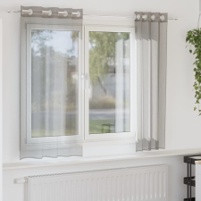 vidaXL 2 db világosszürke fátyolfüggönyök rojtokkal 140x175 cm lakástextília