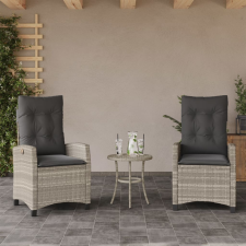 vidaXL 2 db világosszürke polyrattan dönthető kerti szék párnákkal kerti bútor