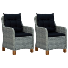 vidaXL 2 db világosszürke polyrattan kerti szék párnával (313318) kerti bútor