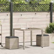 vidaXL 2 db világosszürke polyrattan kerti szék párnával 40x40x43 cm (4104044) kerti bútor