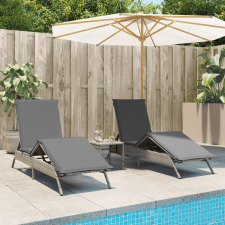 vidaXL 2 db világosszürke polyrattan napozóágy párnával kerti bútor