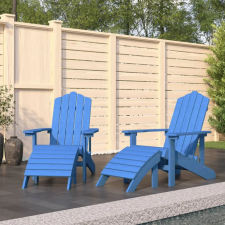 vidaXL 2 db vízkék HDPE kerti adirondack szék lábtartóval kerti bútor