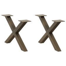 vidaXL 2 db X alakú natúr acél dohányzóasztal láb 50x(30-31) cm bútor