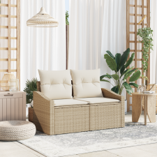 vidaXL 2-Fős Kerti Kanapé Párnákkal Bézs Poly Rattan kerti bútor