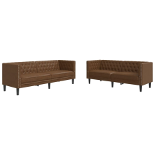 vidaXL 2 részes barna művelúr Chesterfield kanapégarnitúra (3209280) bútor