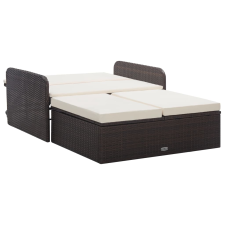vidaXL 2 részes barna polyrattan kerti bútorszett párnákkal (46079) kerti bútor
