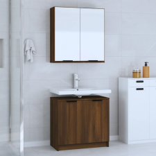vidaXL 2 részes barna tölgy színű szerelt fa fürdőszobai szekrényszett fürdőszoba bútor