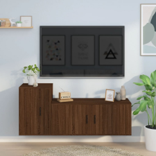 vidaXL 2 részes barna tölgyszínű szerelt fa TV-szekrényszett bútor