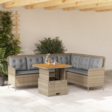 vidaXL 2 részes bézs polyrattan kerti ülőgarnitúra párnákkal kerti bútor