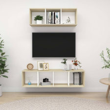 vidaXL 2 részes fehér és tölgyszínű forgácslap TV-szekrény szett bútor